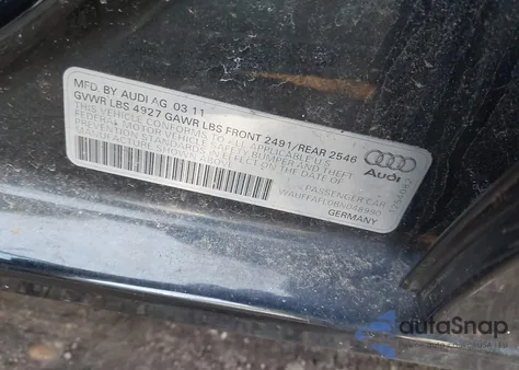 2011 Audi A4 2.0T Premium z USA, uszkodzony, nr VIN WAUFFAFL0BN048990